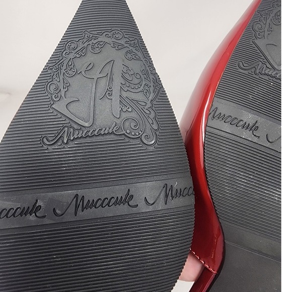 MUCCCUTE Red Patent Leather Slingback Kitten Heels Pointed Buckle Shoes Size 8 - Picture 10 of 10